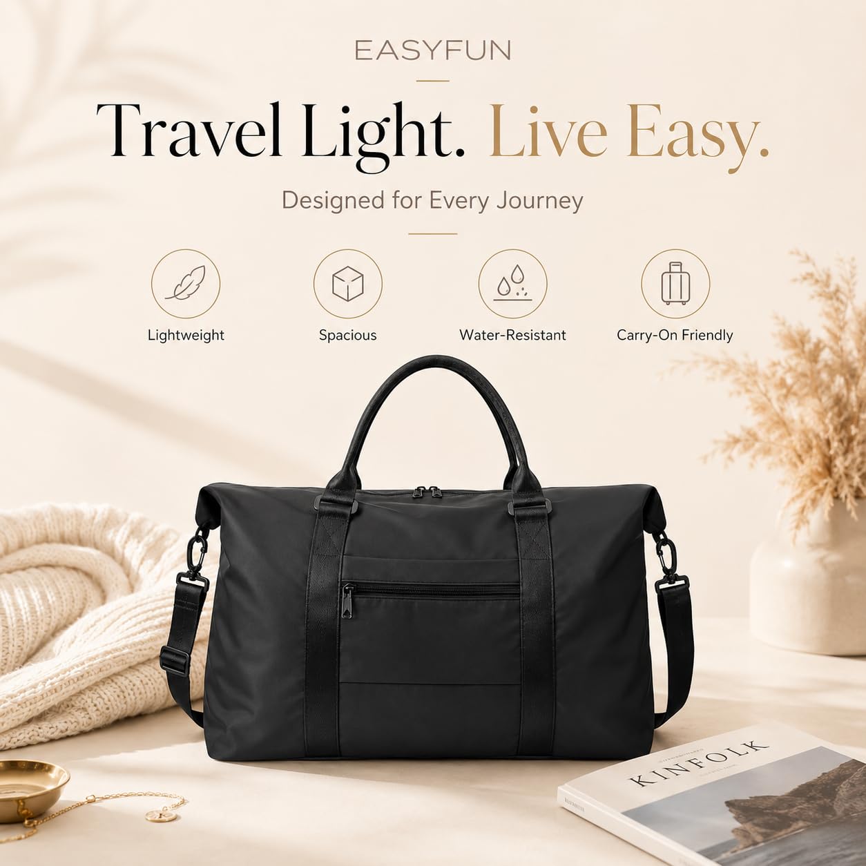 Weekender Travel Duffle Bag – Black