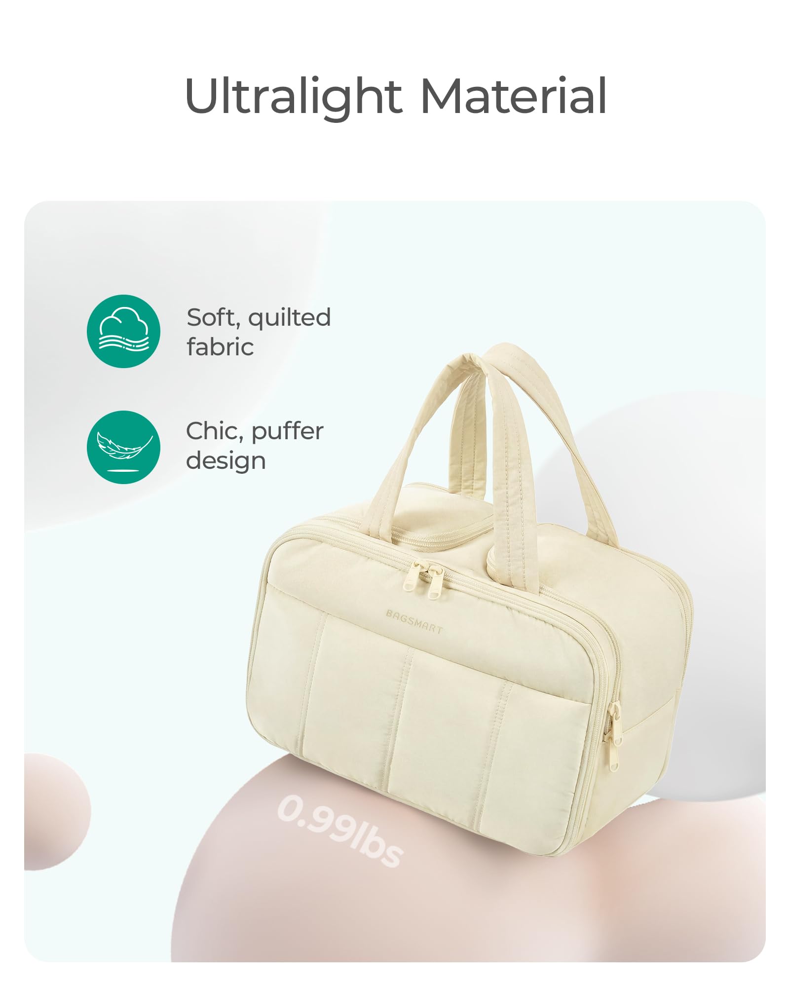 Large Puffy Travel Toiletry Bag – Green