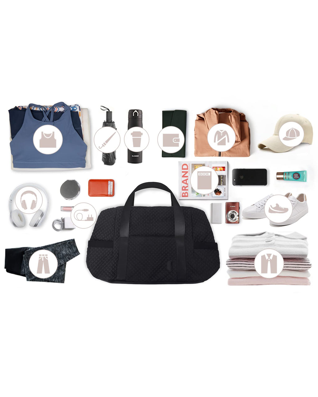 Large Weekender Travel Duffle Bag with Yoga Mat Strap
