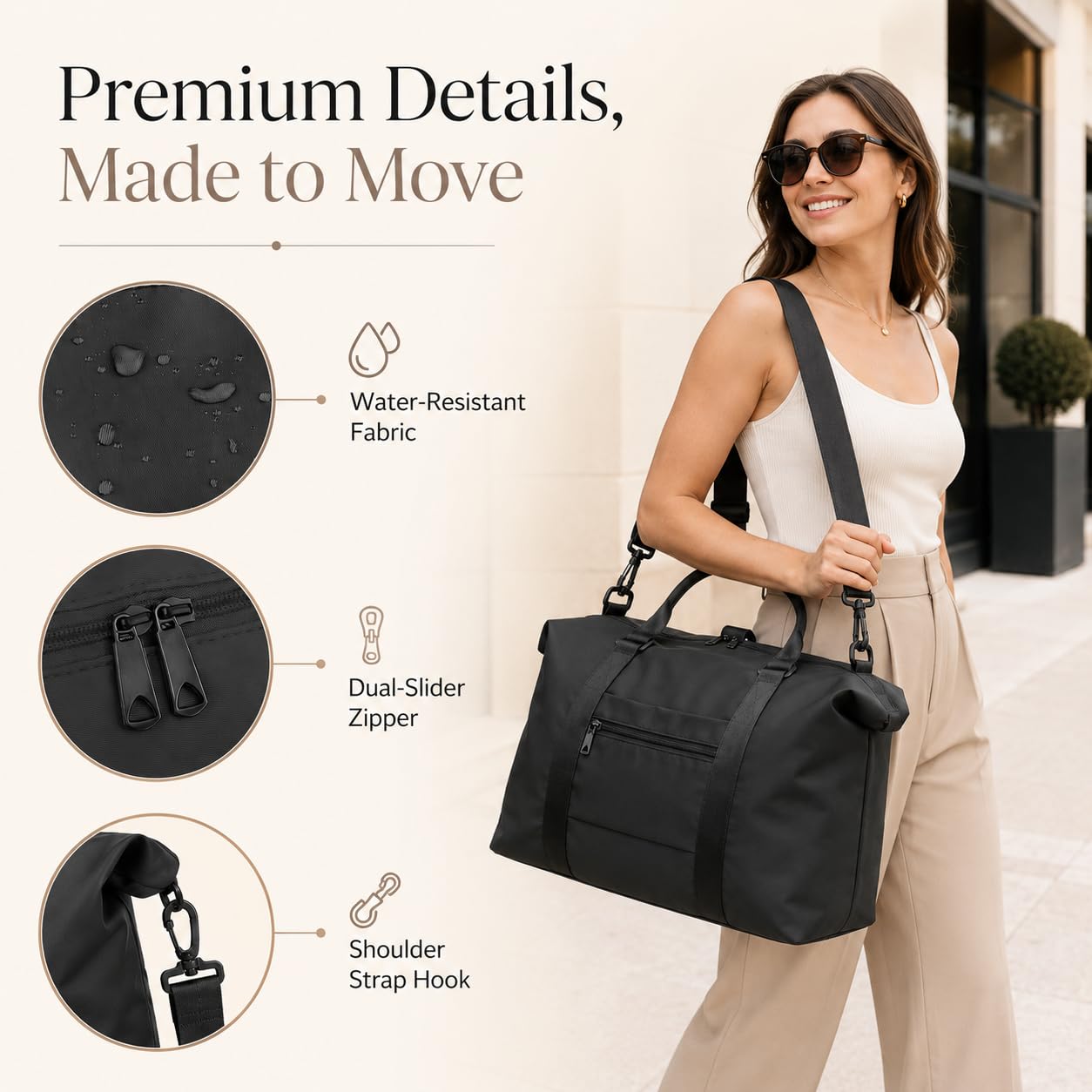 Weekender Travel Duffle Bag – Black