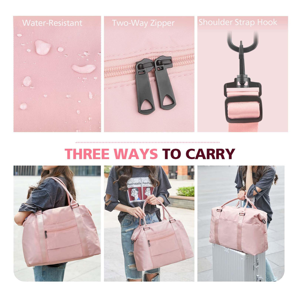 Waterproof Weekender Travel Duffle Bag – Coral Pink