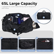 65L Foldable Travel Duffle Bag – Black