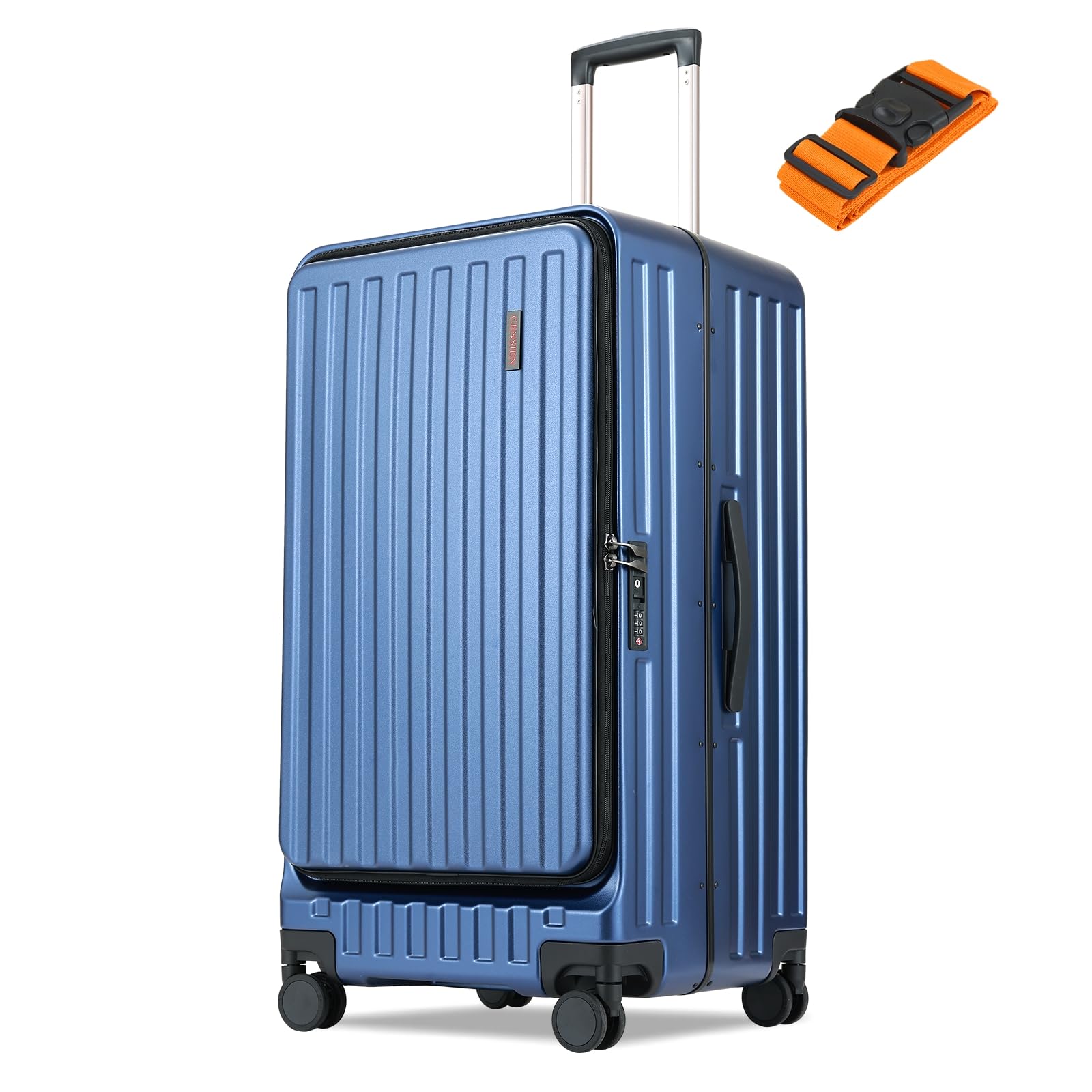 CENSIEN 29 Inc Checked Luggage, Trunk Luggage with Spinner Wheels, Lightweight ABS+PC Hard Shell Large Suitcase with Aluminum Frame, Top Opening, TSA Lock (Dark Black, 1PC)