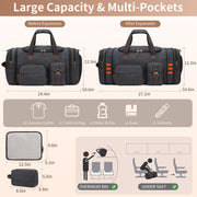 60L Expandable Canvas Travel Duffle Bag – Dark Gray