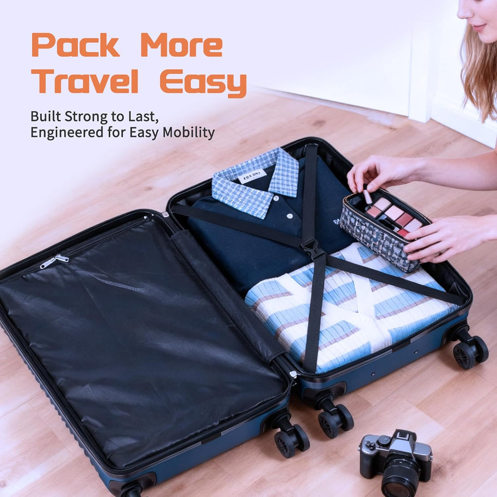 Rosamo Luggage Sets 3 Piece, ABS Suitcase Set (20/24/28), Hardside luggage with Spinner Wheels, Travel Luggage,14x8x9 Airline Approved Carry on, Lightweight Luggage with High-Security Lock