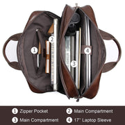 15.6" Leather Laptop Briefcase – Coffee Brown