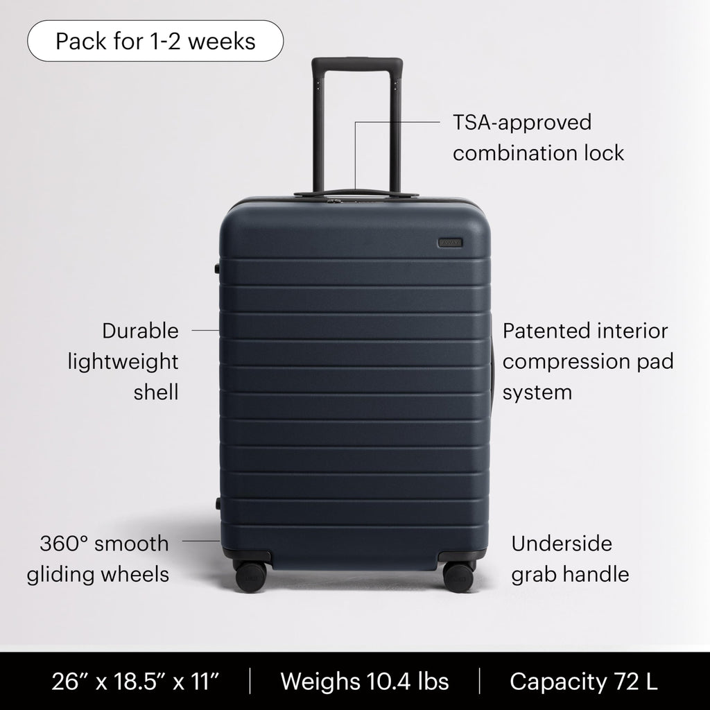 26" Hardside Checked Luggage – Navy Blue