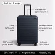 26" Hardside Checked Luggage – Navy Blue