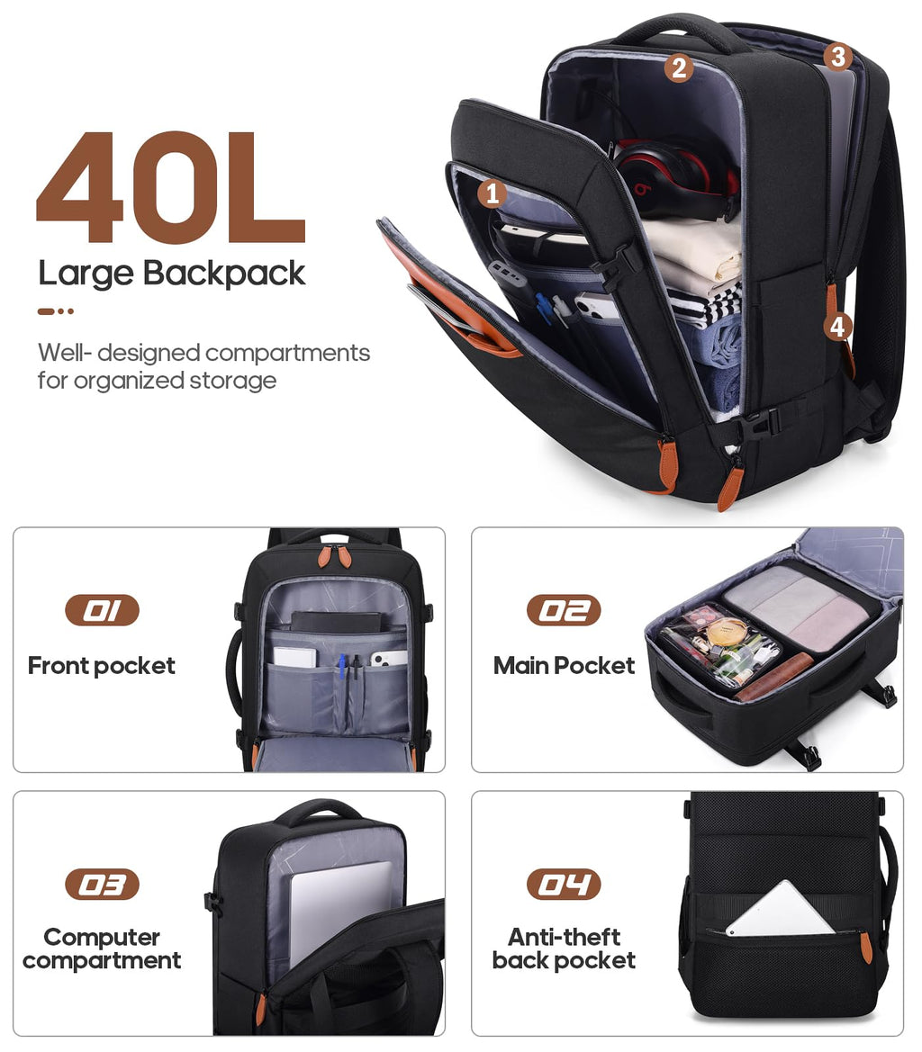 3-Piece Carry-On Luggage Set – Black