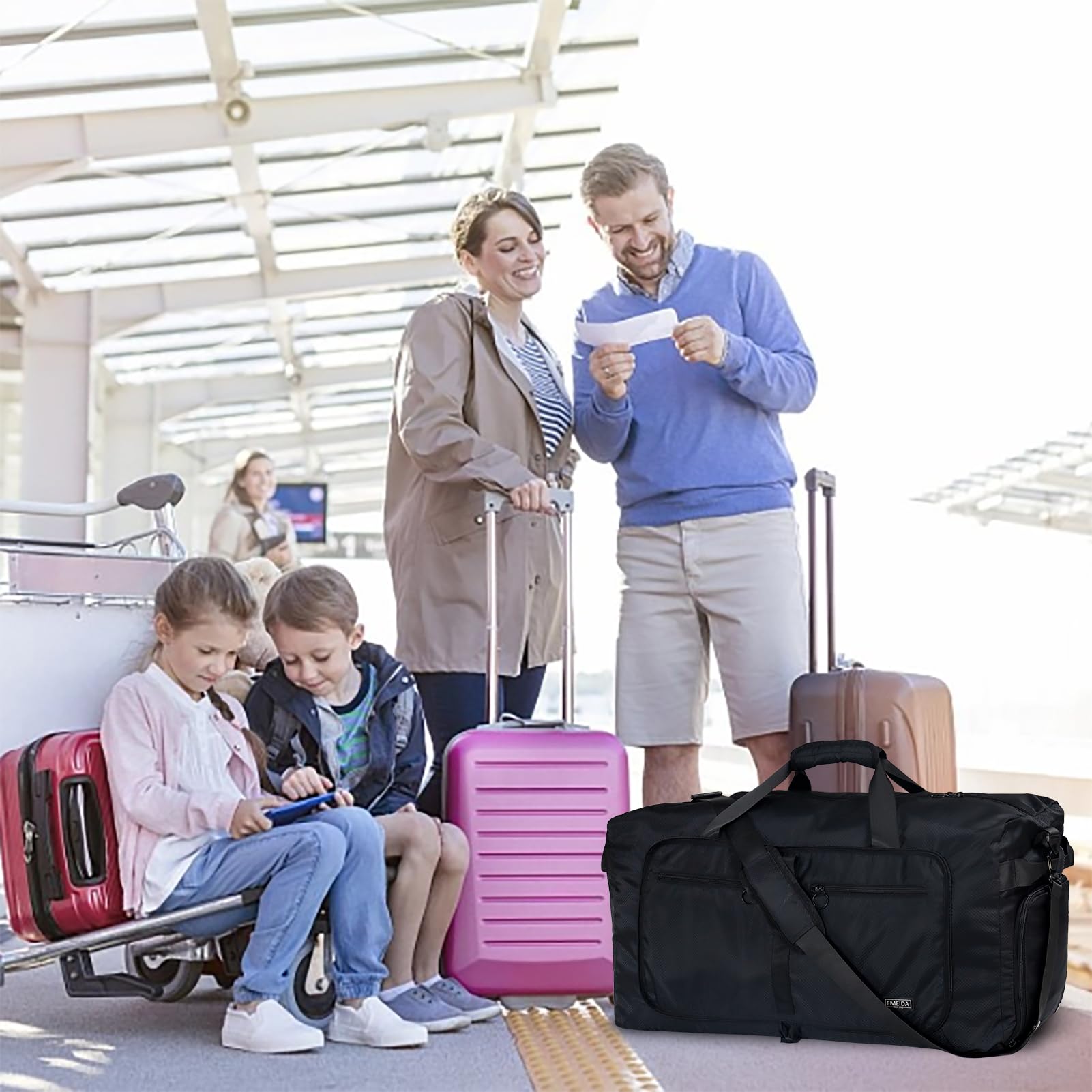 65L Foldable Travel Duffle Bag – Black