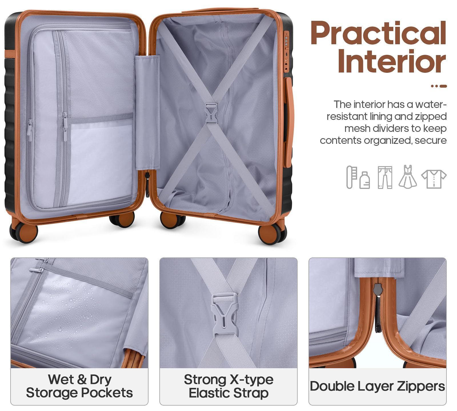 3-Piece Carry-On Luggage Set – Black