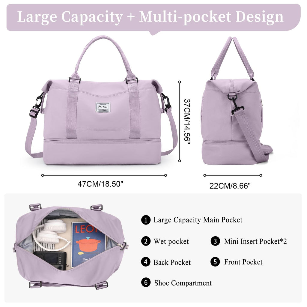 Weekender Travel Duffle Bag with Shoe Compartment