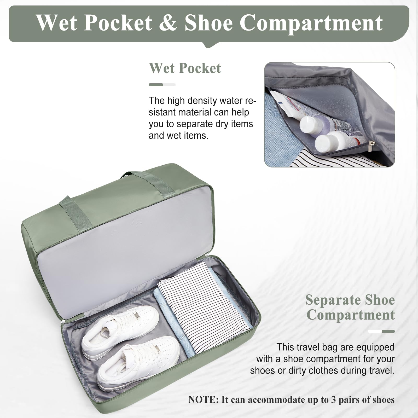 Travel Duffle Bag with Shoe Compartment