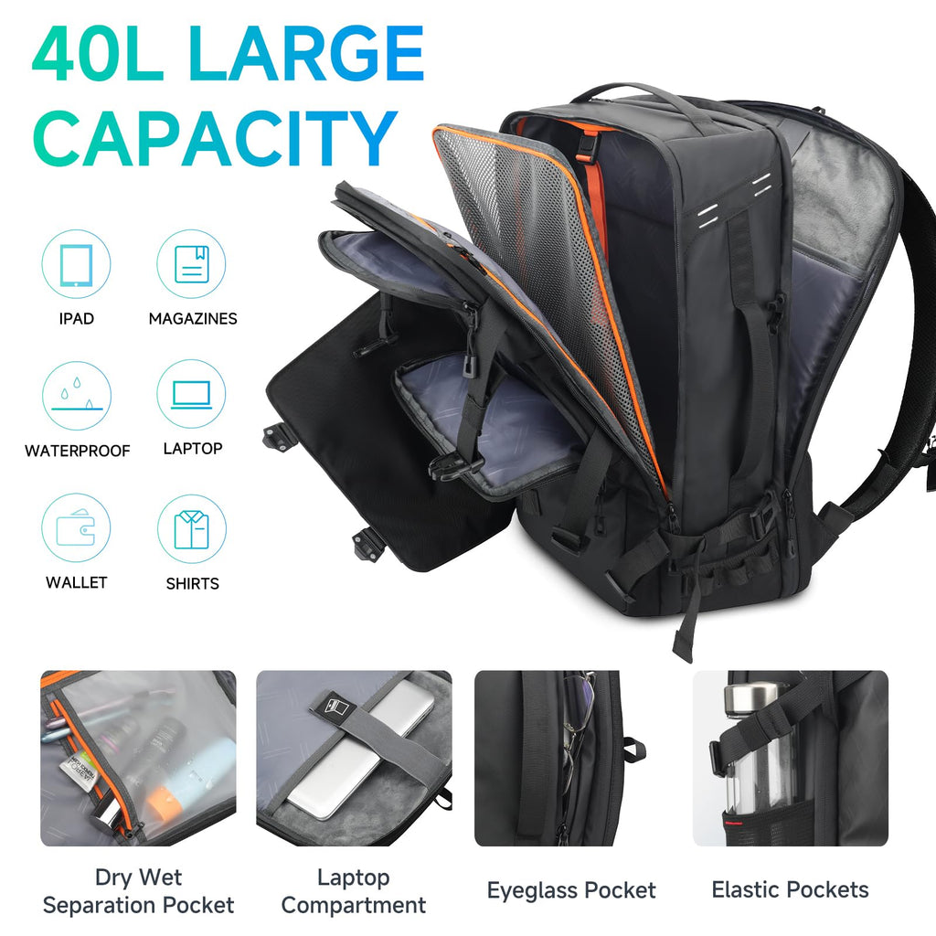 40L TSA-Friendly Travel Backpack