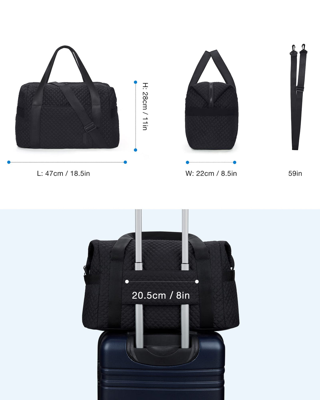 Large Weekender Travel Duffle Bag with Yoga Mat Strap