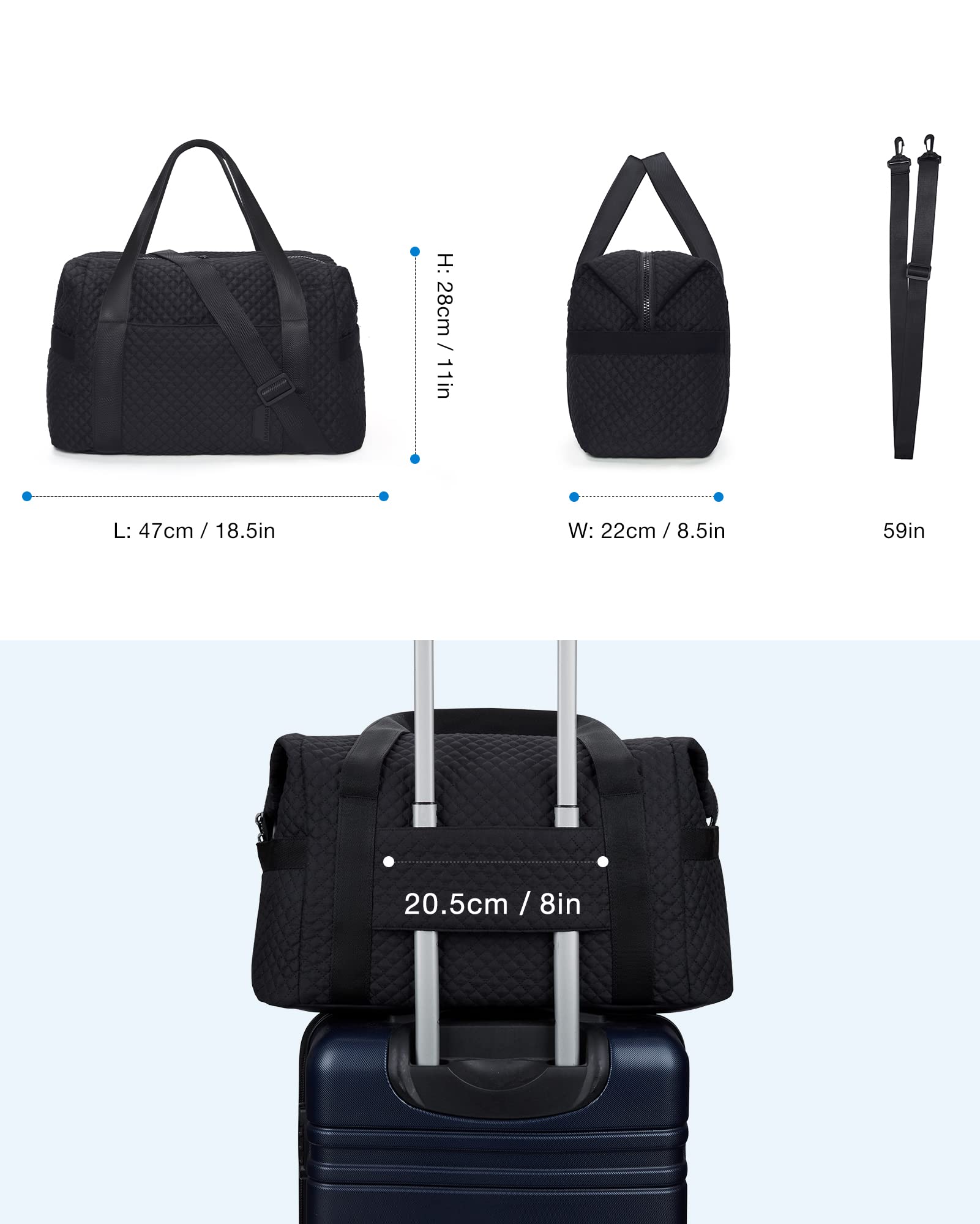 Large Weekender Travel Duffle Bag with Yoga Mat Strap