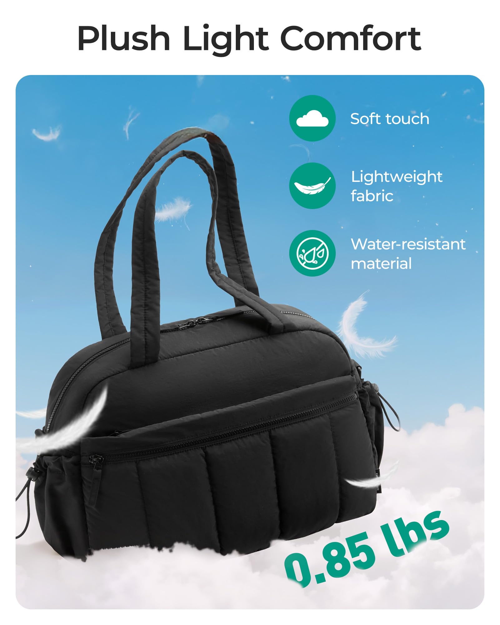 Water-Resistant Travel Duffle Bag – Black