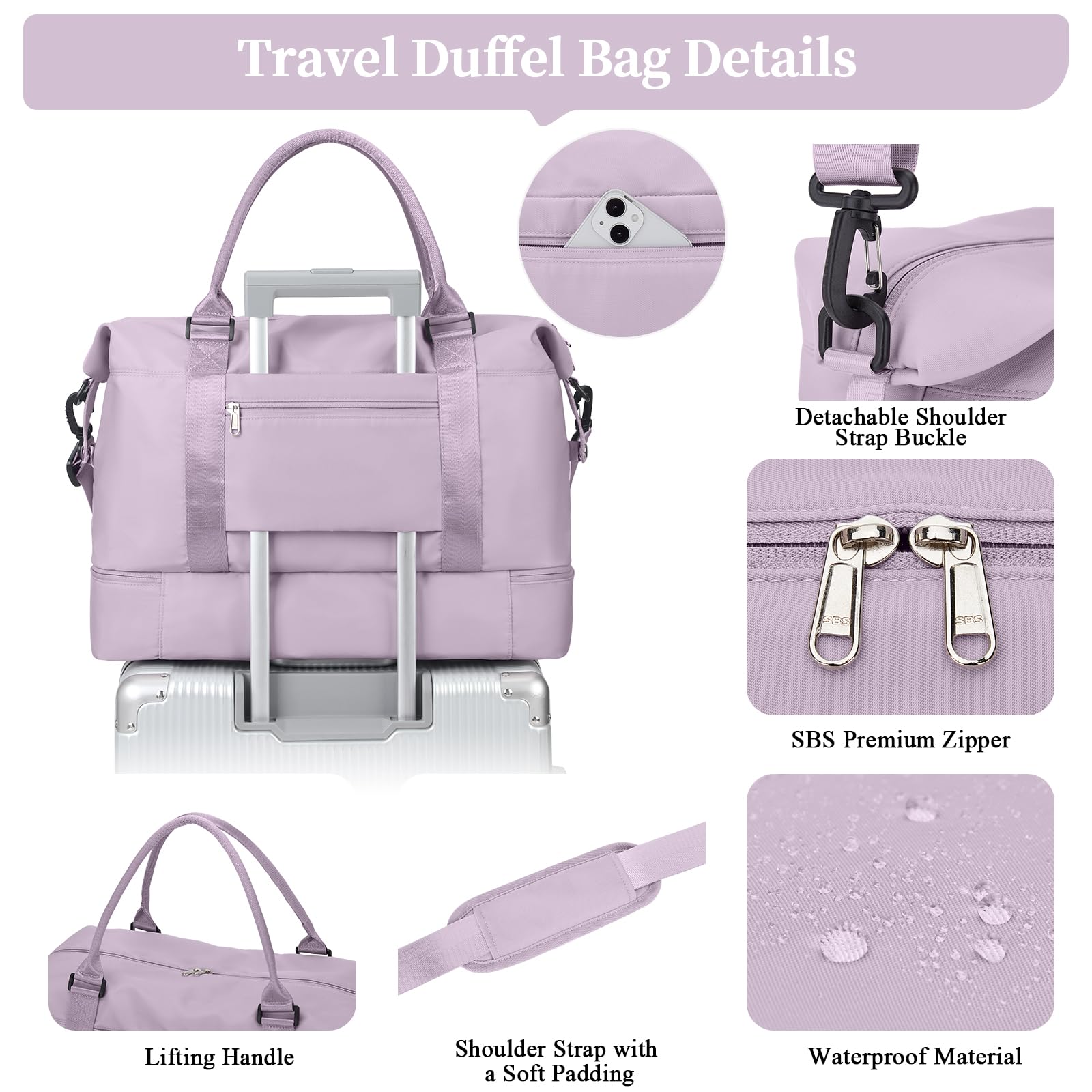 Weekender Travel Duffle Bag with Shoe Compartment