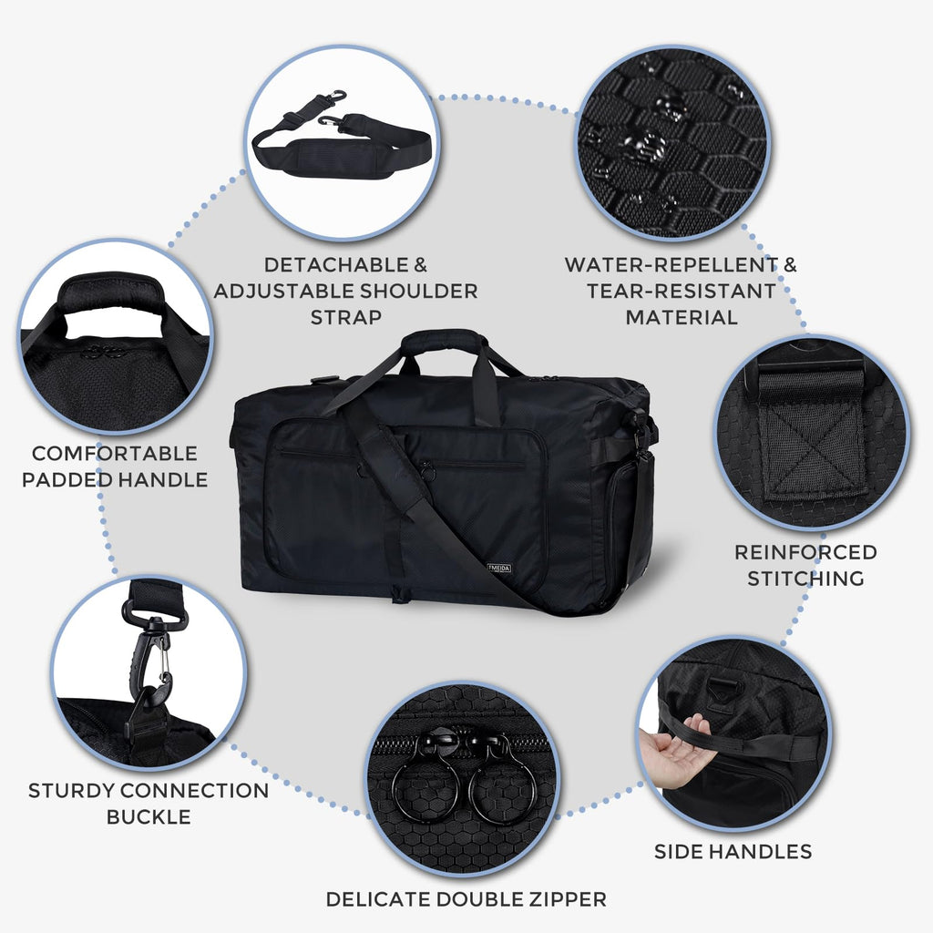 65L Foldable Travel Duffle Bag – Black