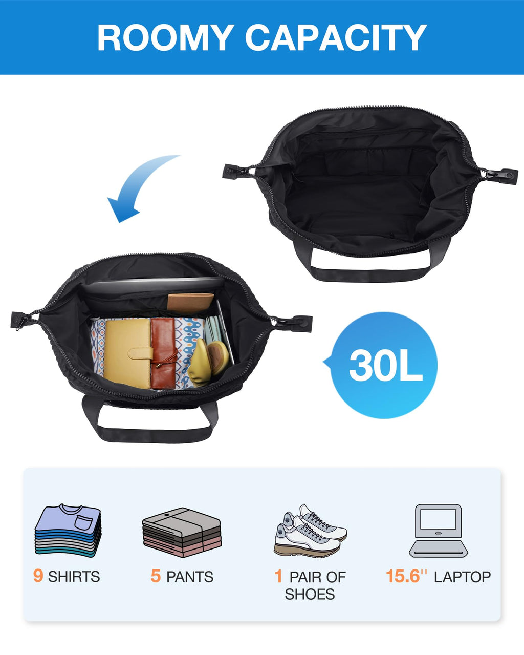 Large Weekender Travel Duffle Bag with Yoga Mat Strap