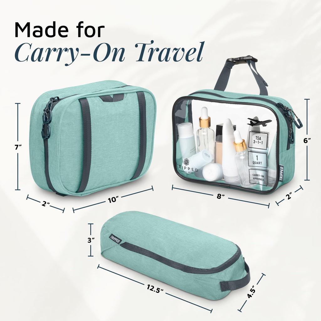 3-Piece Travel Toiletry Bag Set – Dusty Teal