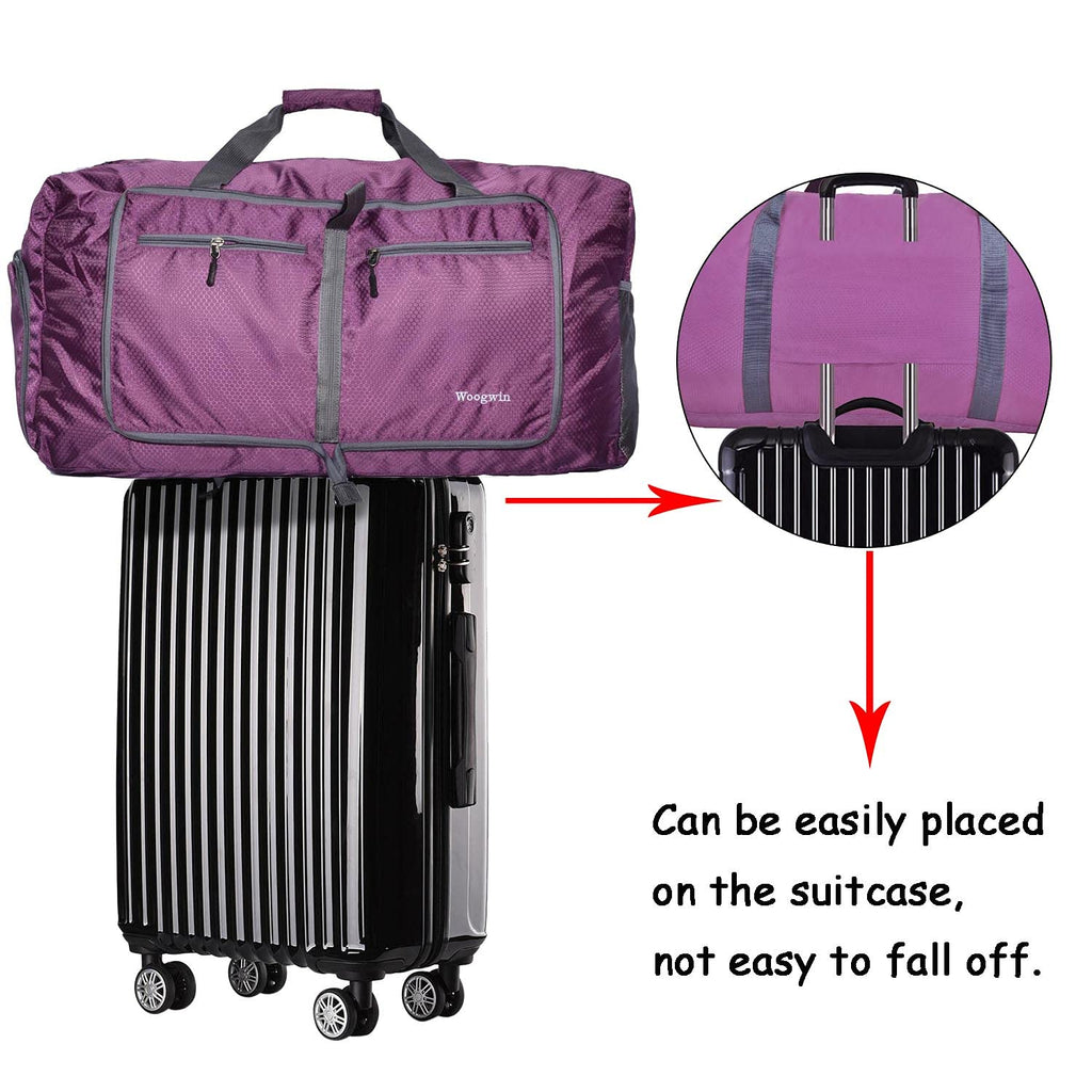60L Foldable Waterproof Travel Duffle Bag – Purple