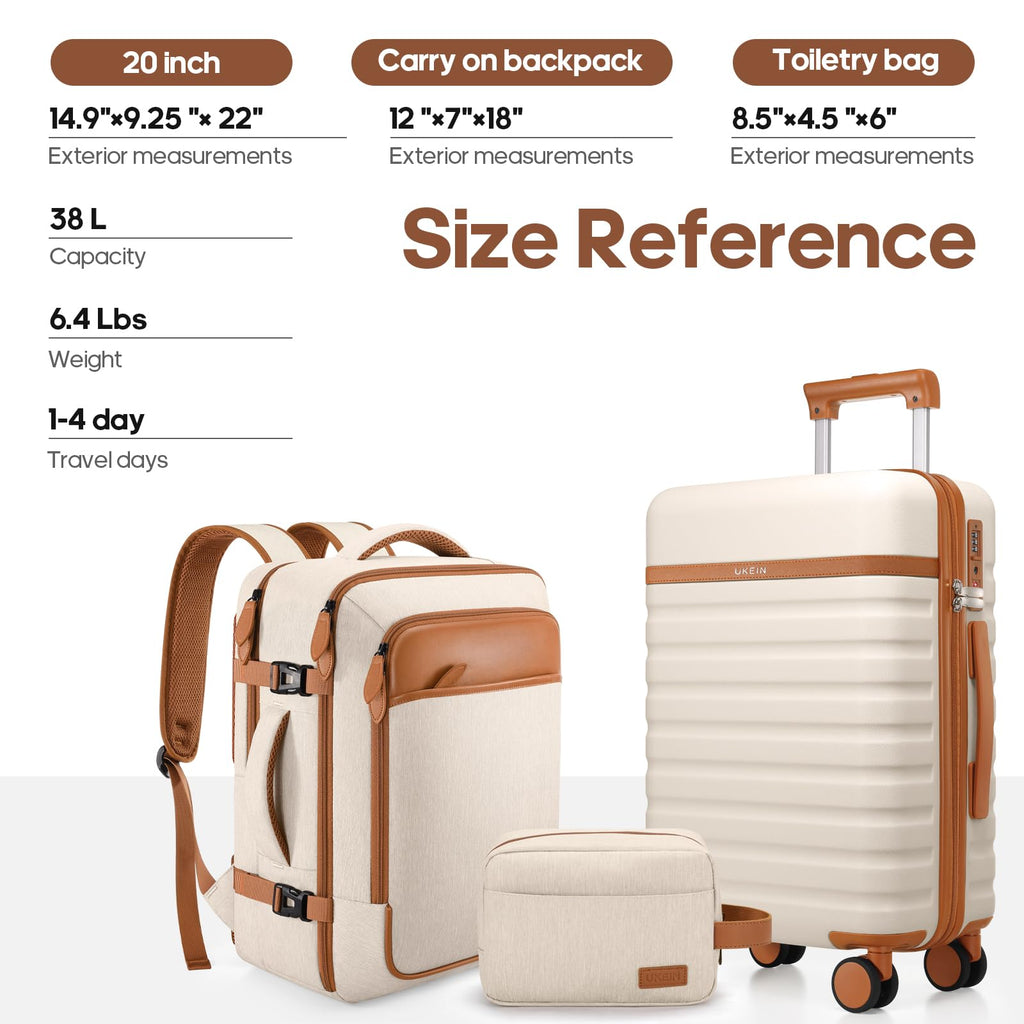 3-Piece Hardside Luggage Set – Beige