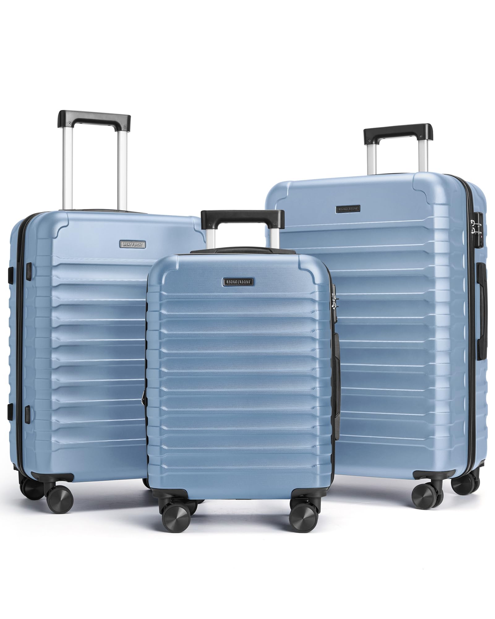 LIGHT FLIGHT Luggage Sets, 3 Piece Durable Suitcase Set with Spinner Wheels, 3 Pcs Hard Shell Lightweight Luggage with TSA Lock, Large Checked Travel Suitcases, 20/24/28 Inch, Royal Blue