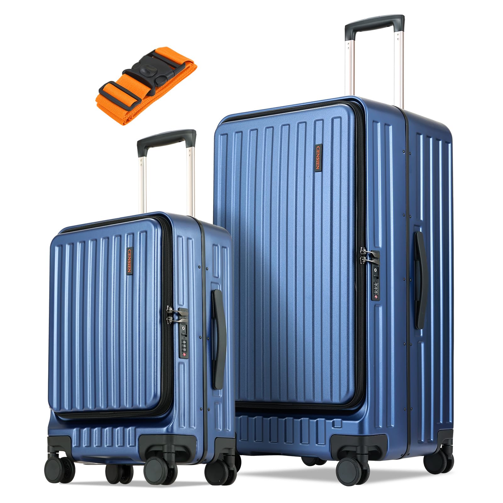 CENSIEN 29 Inc Checked Luggage, Trunk Luggage with Spinner Wheels, Lightweight ABS+PC Hard Shell Large Suitcase with Aluminum Frame, Top Opening, TSA Lock (Dark Black, 1PC)