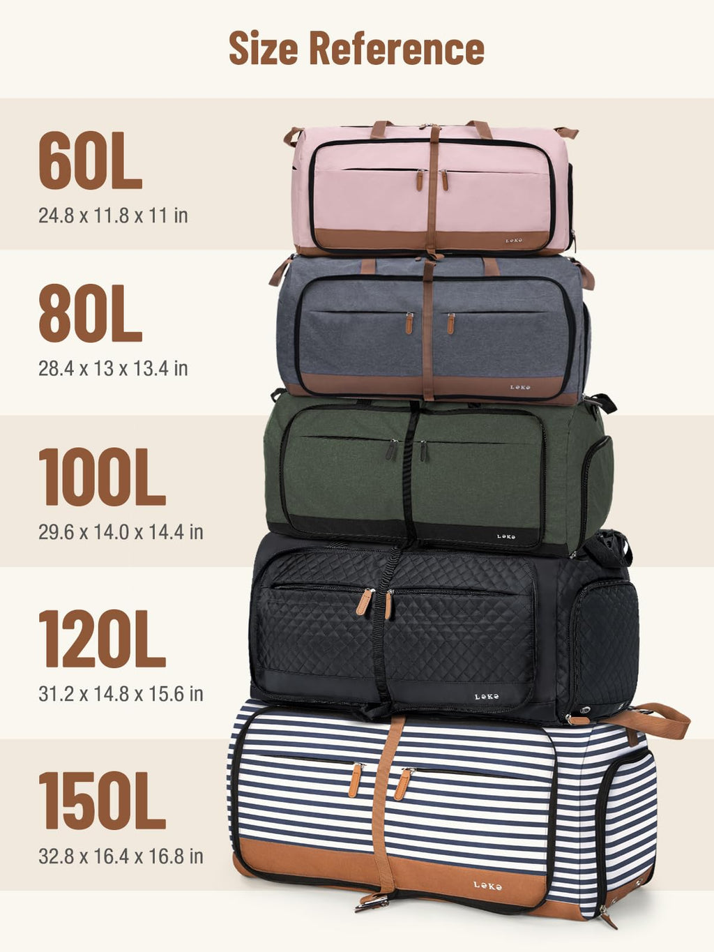 80L Foldable Travel Duffle Bag with Shoe Compartment
