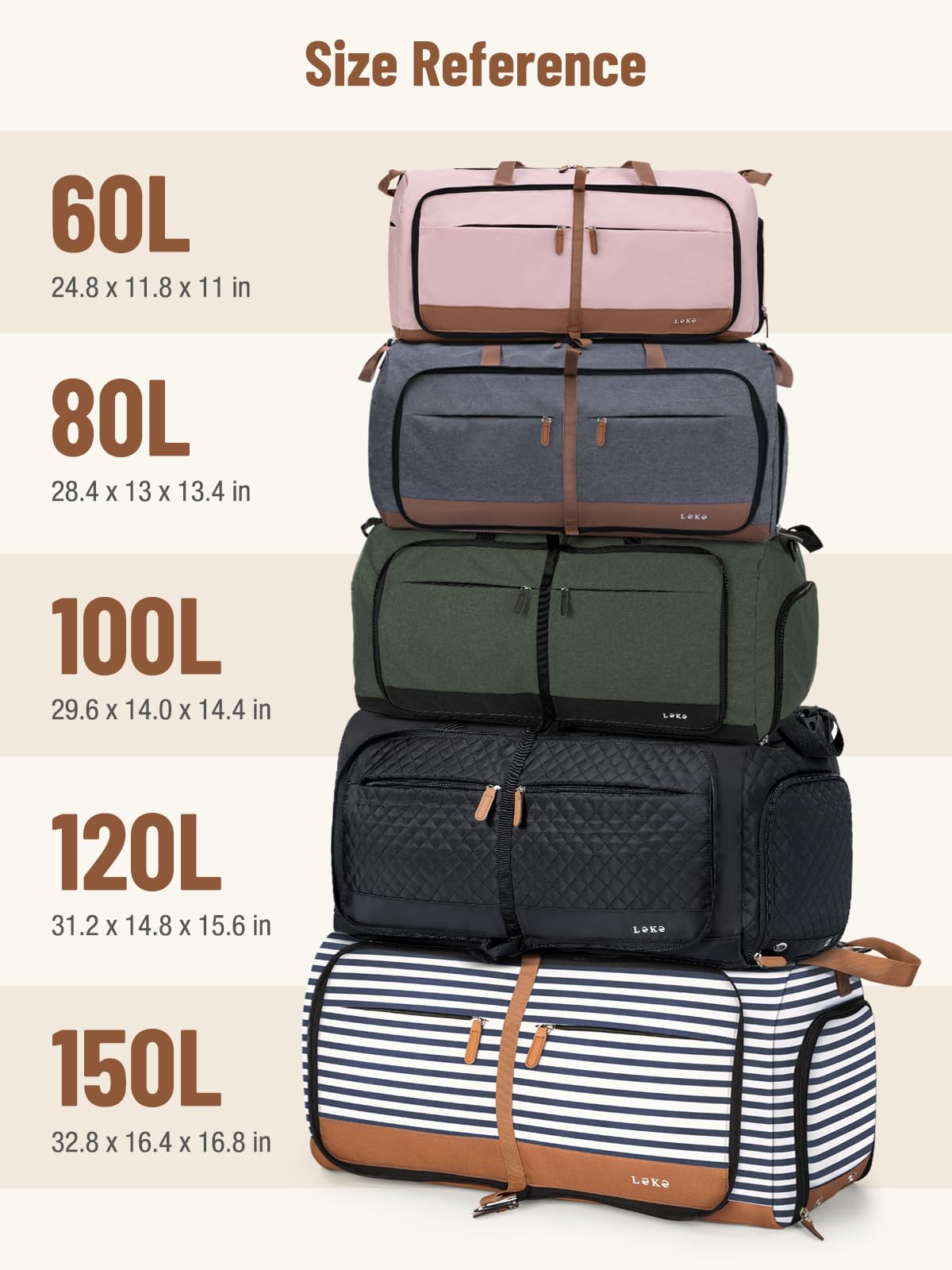 80L Foldable Travel Duffle Bag with Shoe Compartment