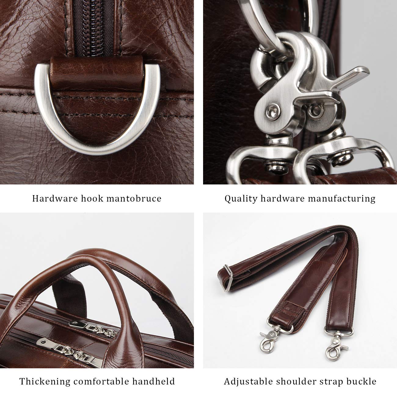 15.6" Leather Laptop Briefcase – Coffee Brown