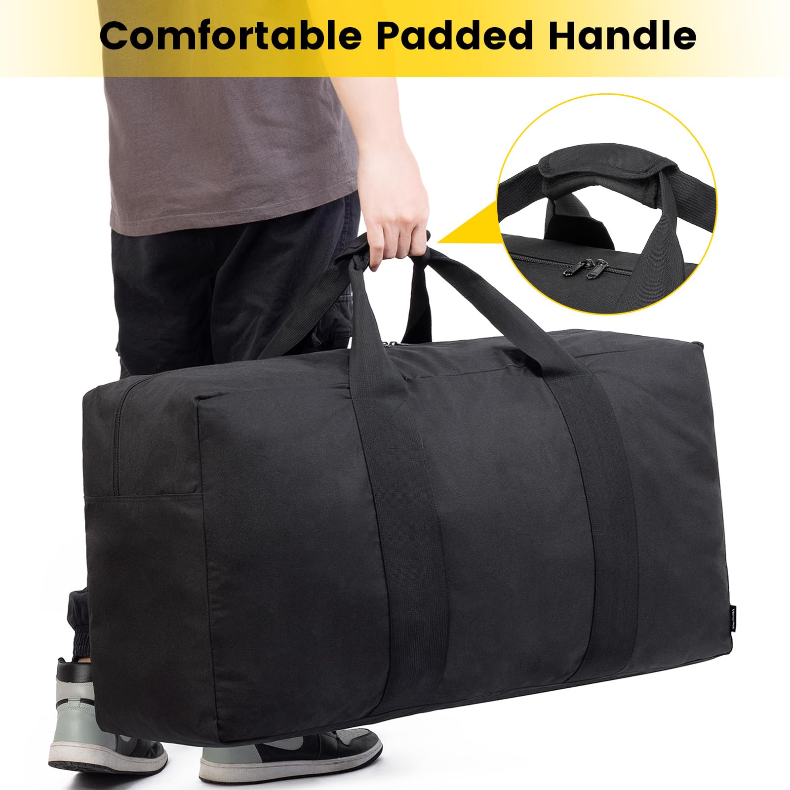 100L Foldable Travel Duffle Bag – Black