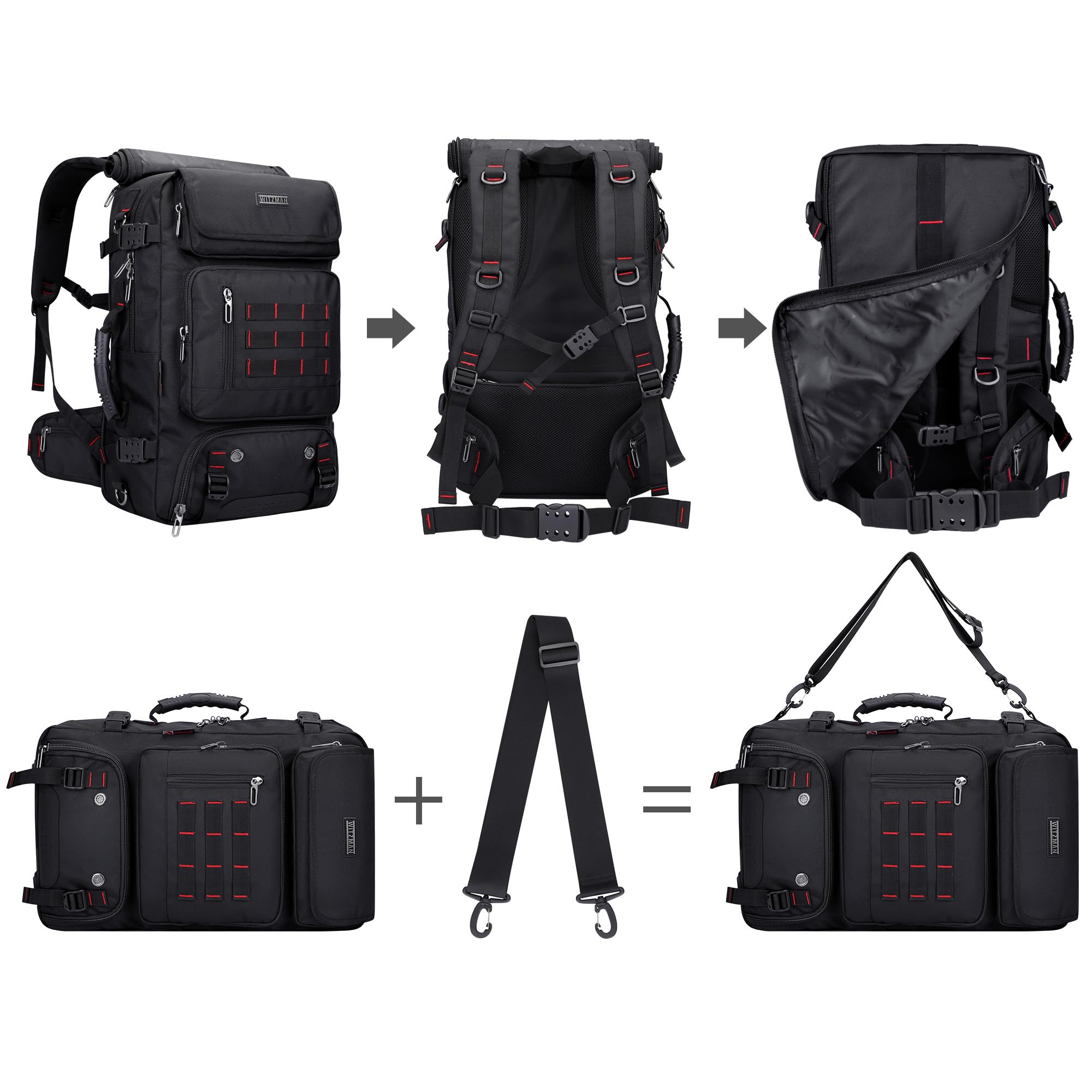 Convertible Carry-On Travel Backpack – Black