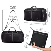100L Foldable Travel Duffle Bag with Shoe Compartment – Black