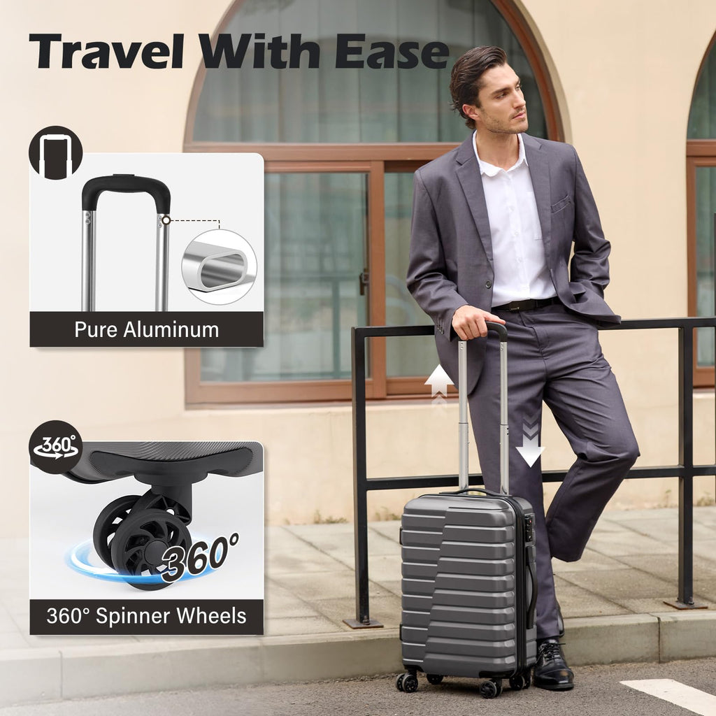 3-Piece Hardside Luggage Set – Gray