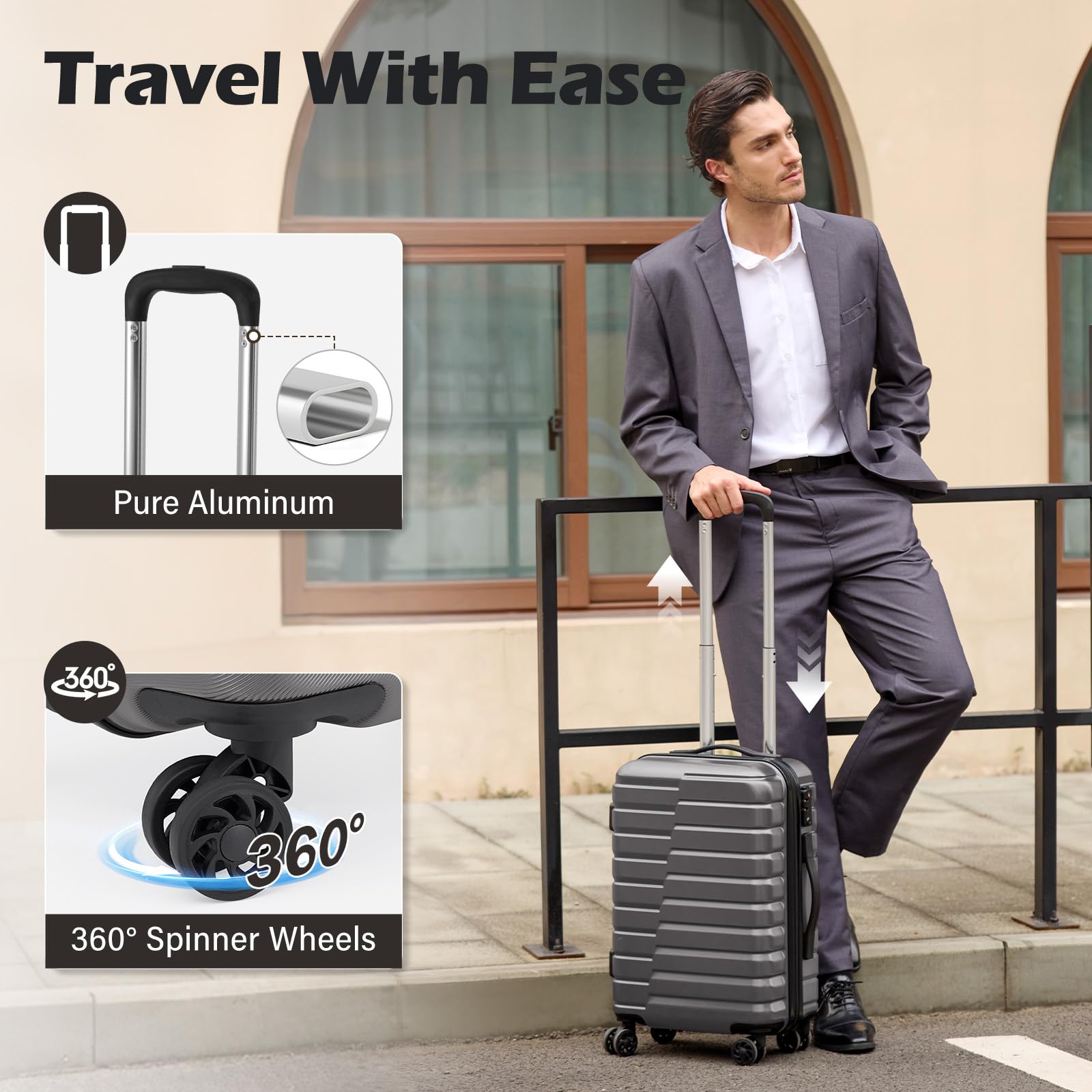 3-Piece Hardside Luggage Set – Gray