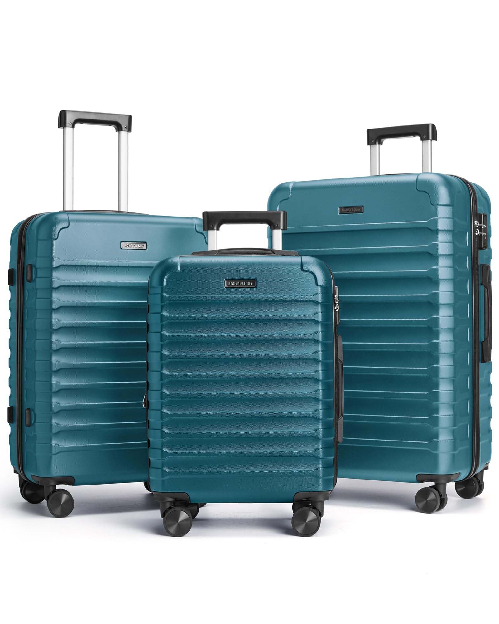 LIGHT FLIGHT Luggage Sets, 3 Piece Durable Suitcase Set with Spinner Wheels, 3 Pcs Hard Shell Lightweight Luggage with TSA Lock, Large Checked Travel Suitcases, 20/24/28 Inch, Royal Blue