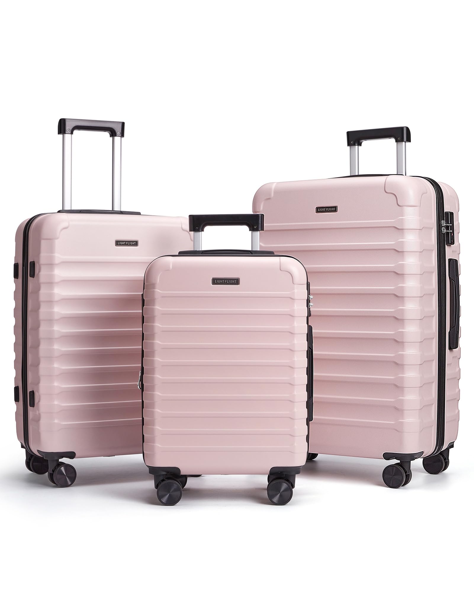 LIGHT FLIGHT Luggage Sets, 3 Piece Durable Suitcase Set with Spinner Wheels, 3 Pcs Hard Shell Lightweight Luggage with TSA Lock, Large Checked Travel Suitcases, 20/24/28 Inch, Royal Blue