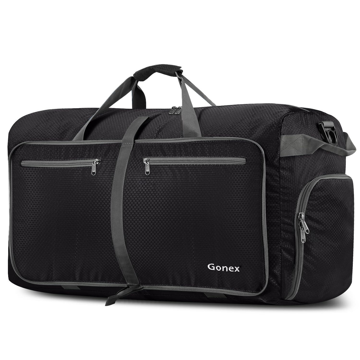 100L Foldable Travel Duffle Bag with Shoe Compartment – Black