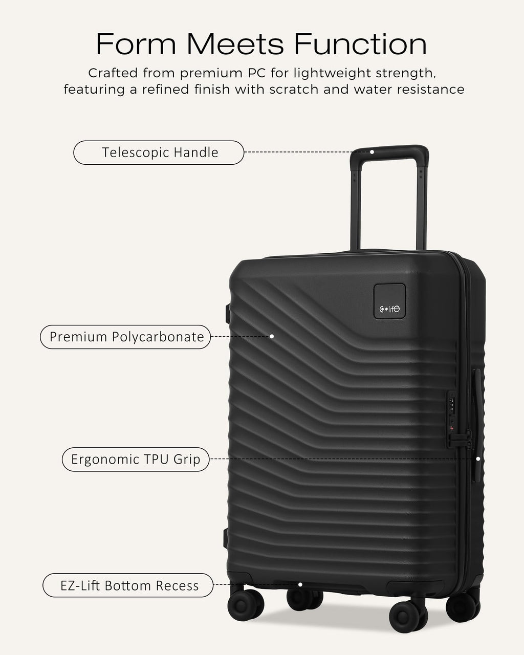 24" Hardside Luggage with TSA Lock – Black