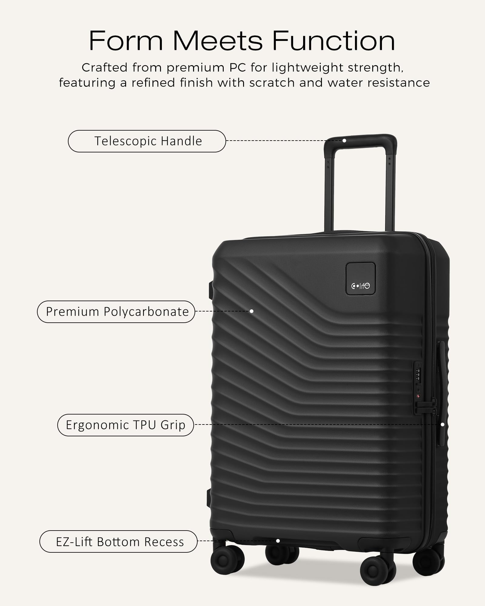 24" Hardside Luggage with TSA Lock – Black