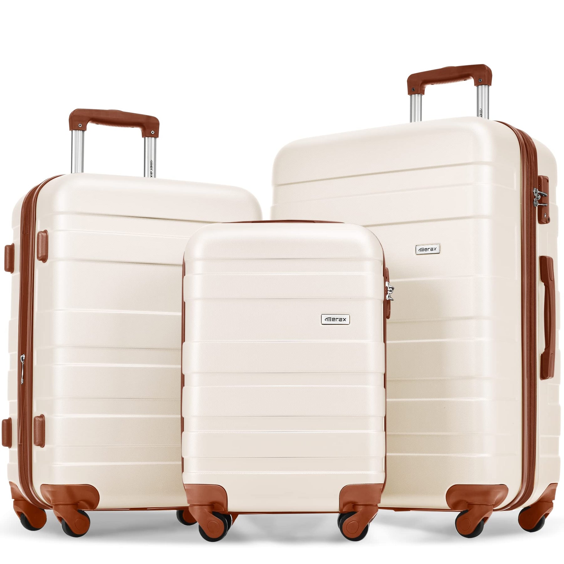 Luggage 3 Pcs ABS Hardside Luggage Sets Spinner Wheels Suitcases
