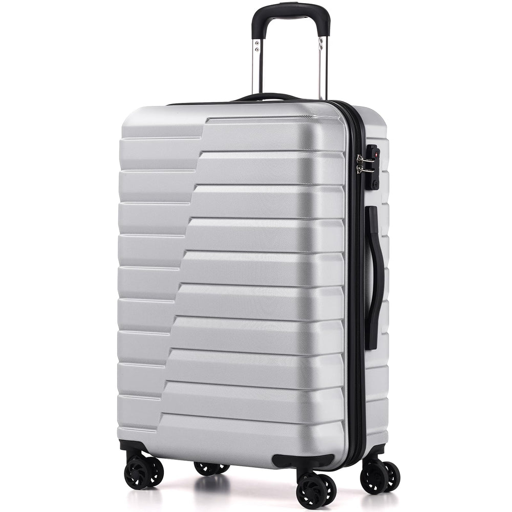 24" Hardside Checked Luggage with TSA Lock – Silver