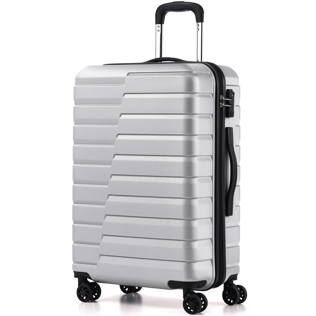 24" Hardside Checked Luggage with TSA Lock – Silver