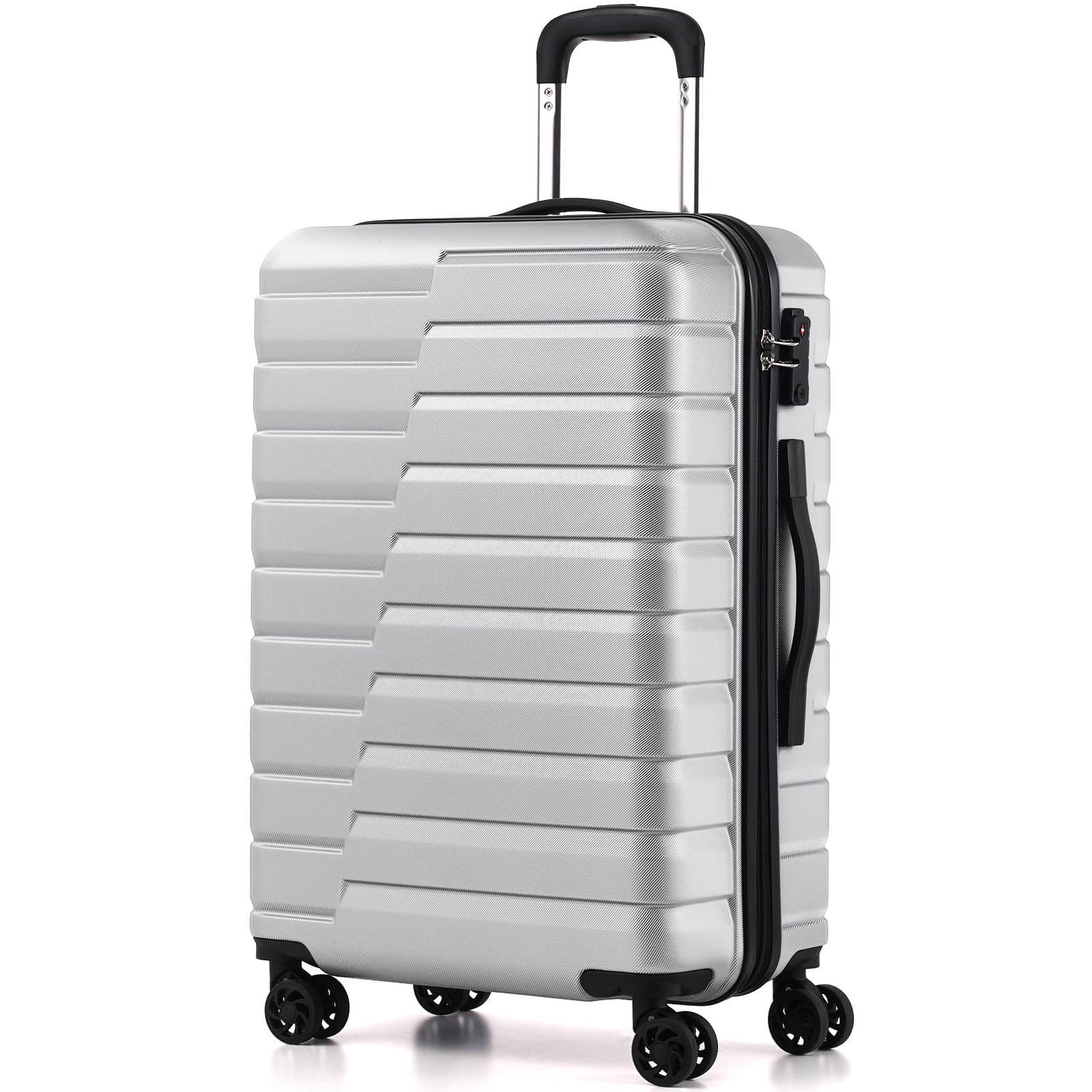 24" Hardside Checked Luggage with TSA Lock – Silver