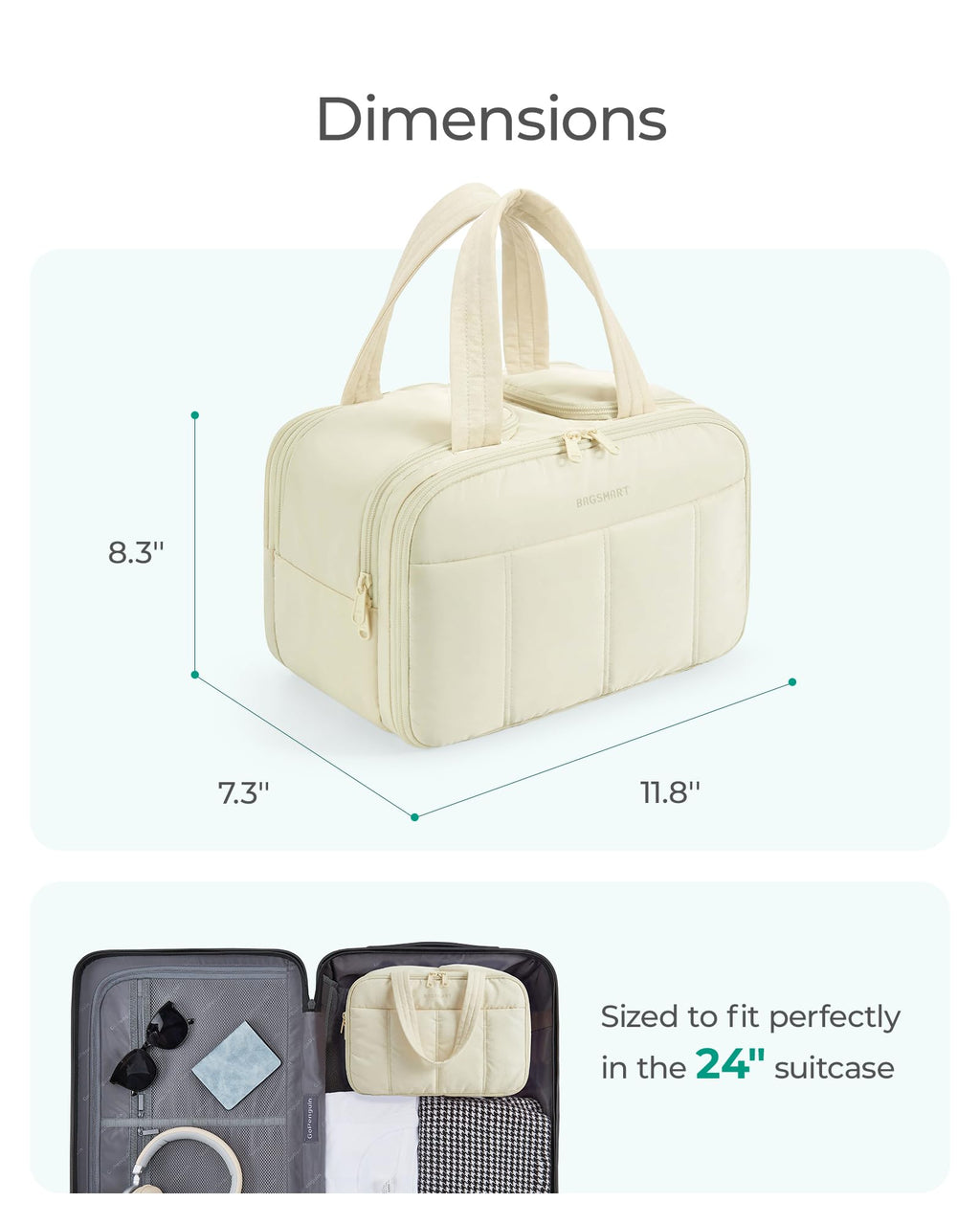 Large Puffy Travel Toiletry Bag – Green