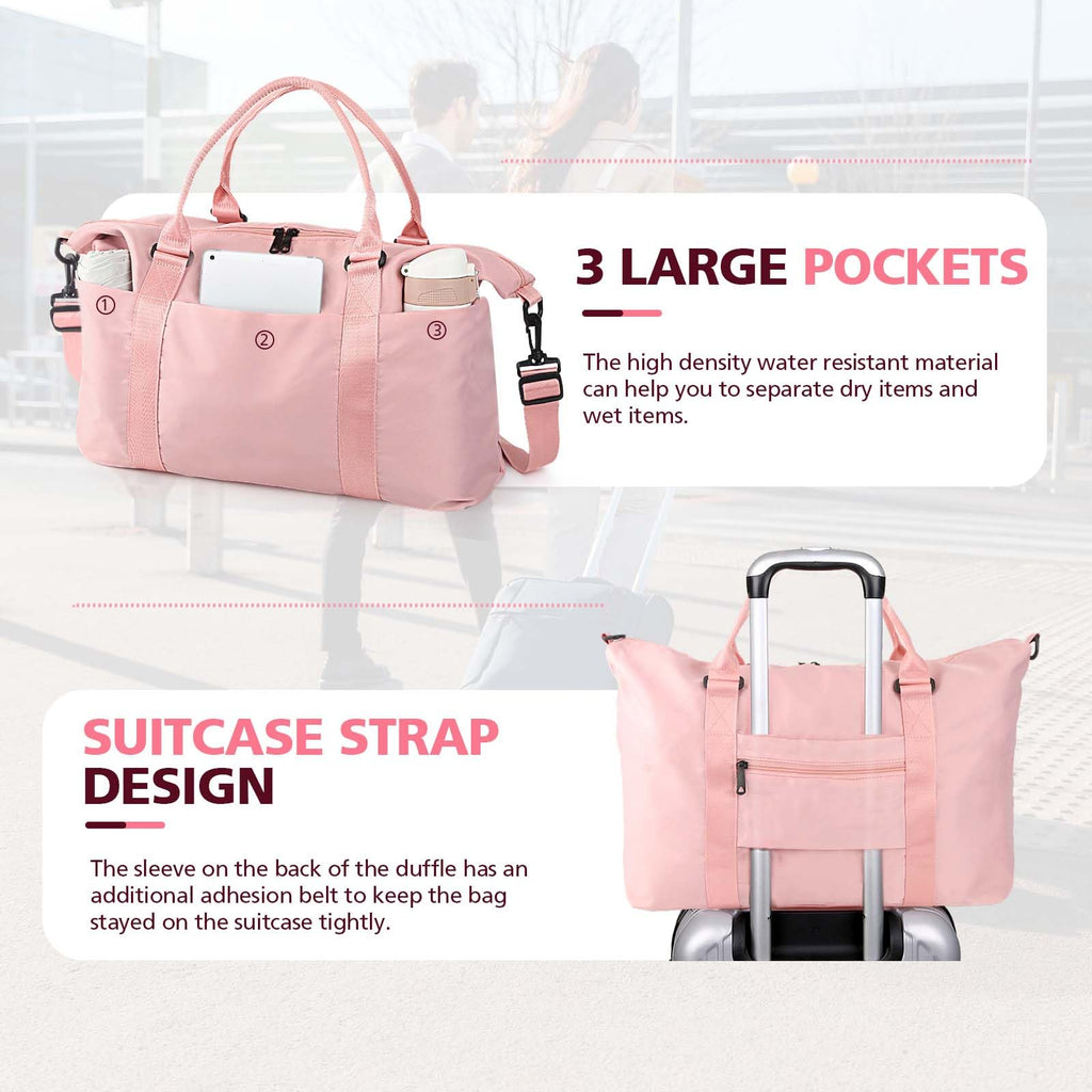 Waterproof Weekender Travel Duffle Bag – Coral Pink