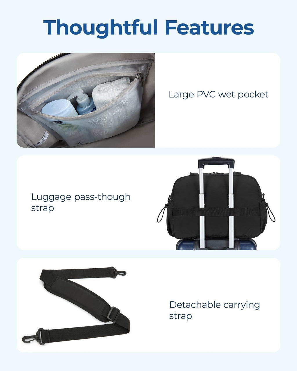 Water-Resistant Travel Duffle Bag – Black