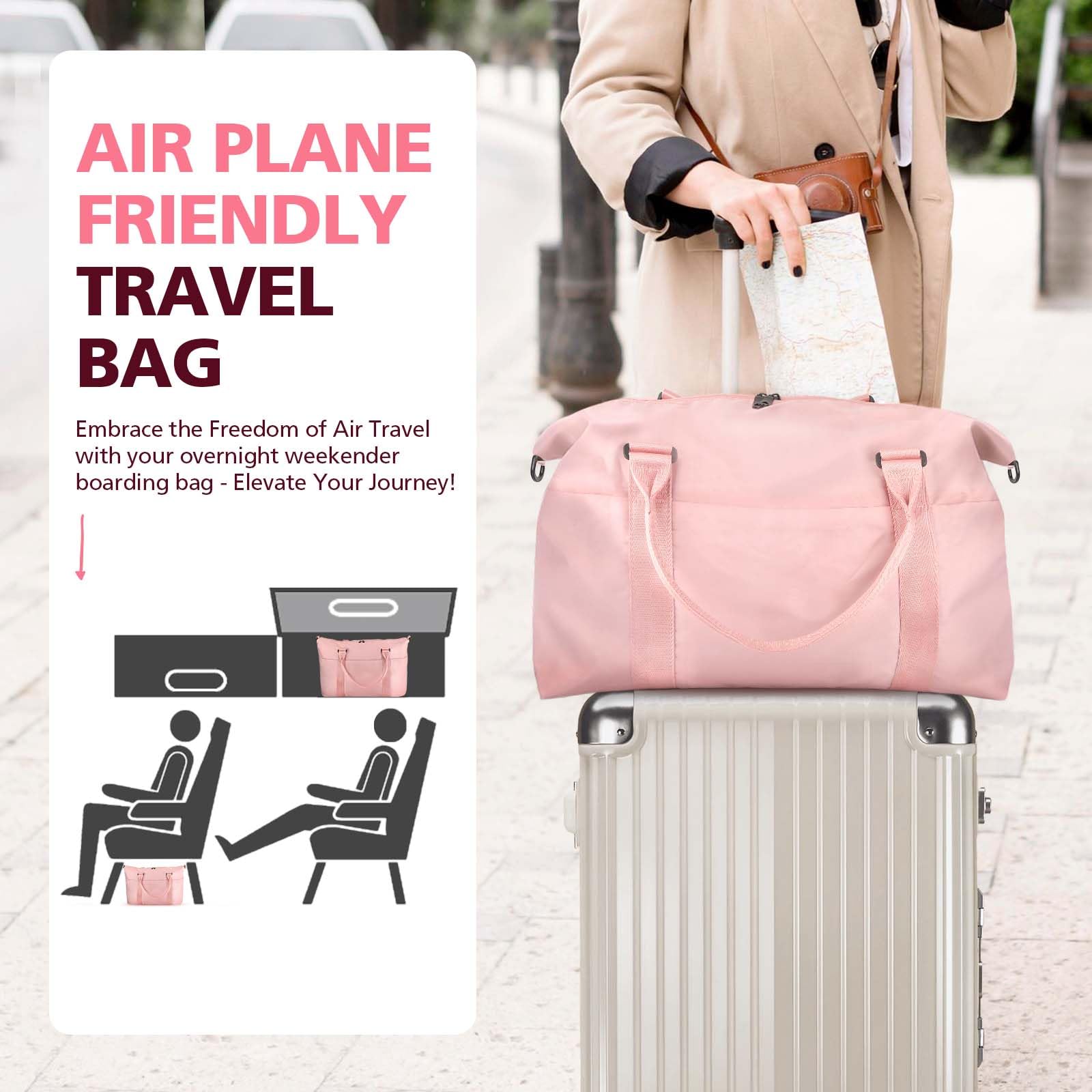 Waterproof Weekender Travel Duffle Bag – Coral Pink